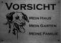 Preview: Edelstahl Warnschild Dalamtiner VORSICHT Mein Haus mein Garten meine Familie